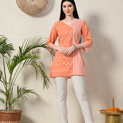 Graceful Wrap-Style Angrakha Cotton Kurti for Everyday Wear