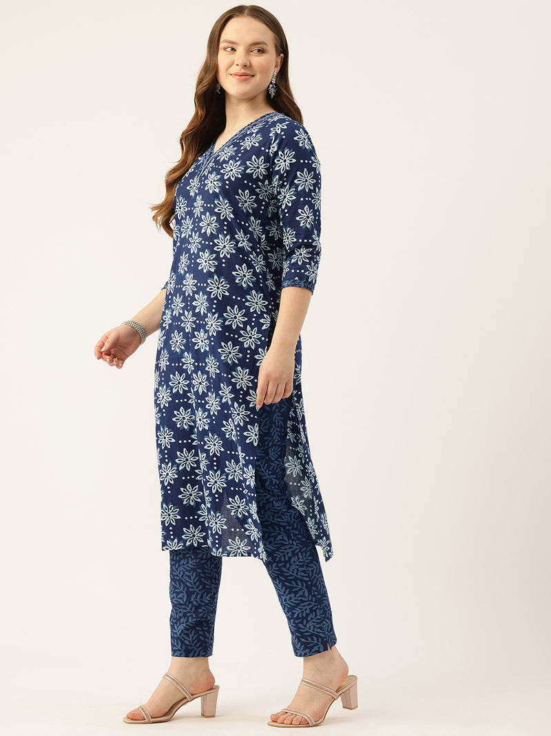 Straight Dupatta Sets - V-Neck, 3/4 Sleeves with Border Detailing, Elastic Waistband Pants with Pockets & Full-Length Dupatta (M-XXL)