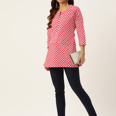 Floral Print 4 Button Straight Kurti
