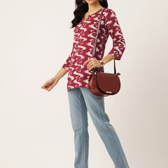 3/4 Sleeve Round Neck Vcut top Maroon Colour