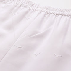 White Embroidered Palazzos–Fully Lined, Elastic Waist & Ankle-Length with Side Pocket
