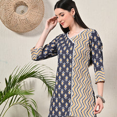 Graceful Wrap-Style Angrakha Cotton Kurti for Everyday Wear