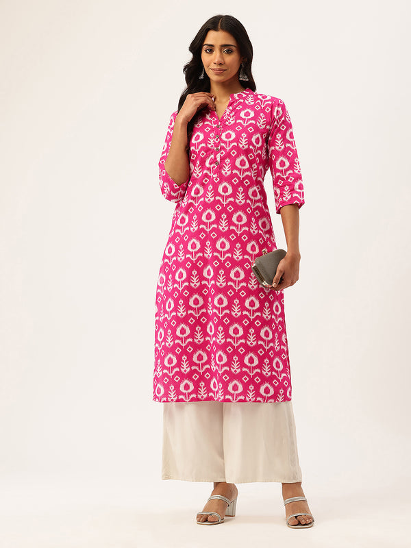 Graceful Long Kurta with 3/4 Sleeves and Button accents A Perfect Fusion of Comfort and Style