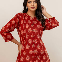 Elegant Mandarin Collar Printed Tunic – Stylish & Comfortable, Sizes