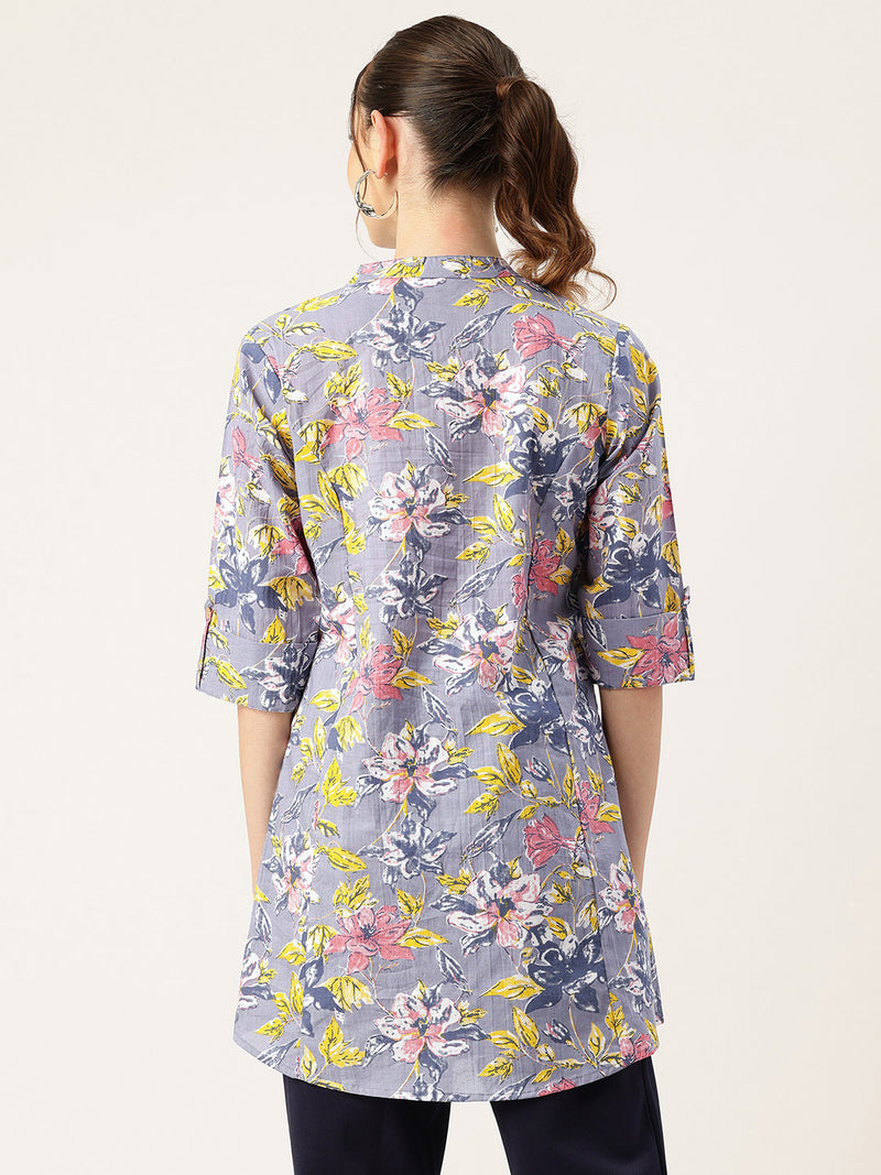 Printed Mandarin Shirt – Casual & Chic