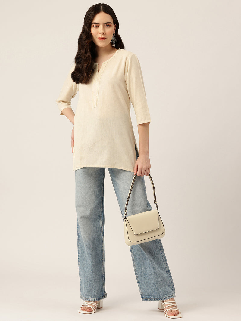 Elegant Short Kurti for Women – 3/4 Sleeves | Round Neck |