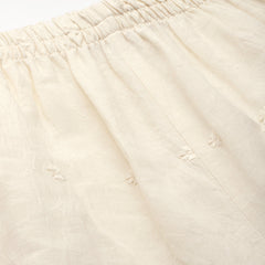 Beige Palazzos | Embroidered Elegnace With Elastic Waist & Single Pocket