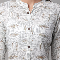 Women White Printed Straight Fit Kurti
