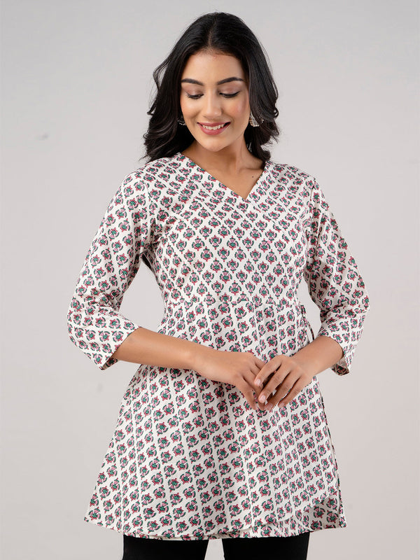 Cotton Printed Angrakha Short Tunic