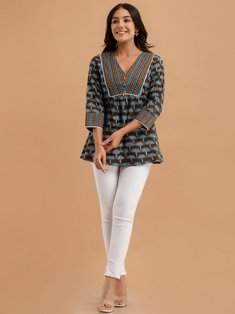 Cotton Printed A-Line Short Tunic