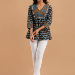 Cotton Printed A-Line Short Tunic