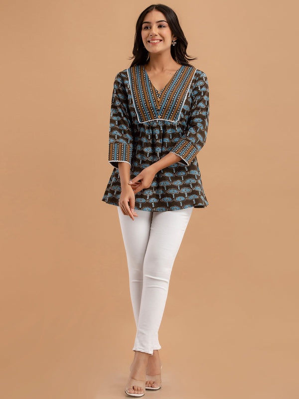 Cotton Printed A-Line Short Tunic
