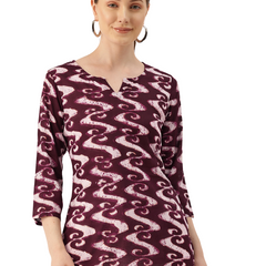 3/4 Sleeve Round Neck Vcut top White2 Colour