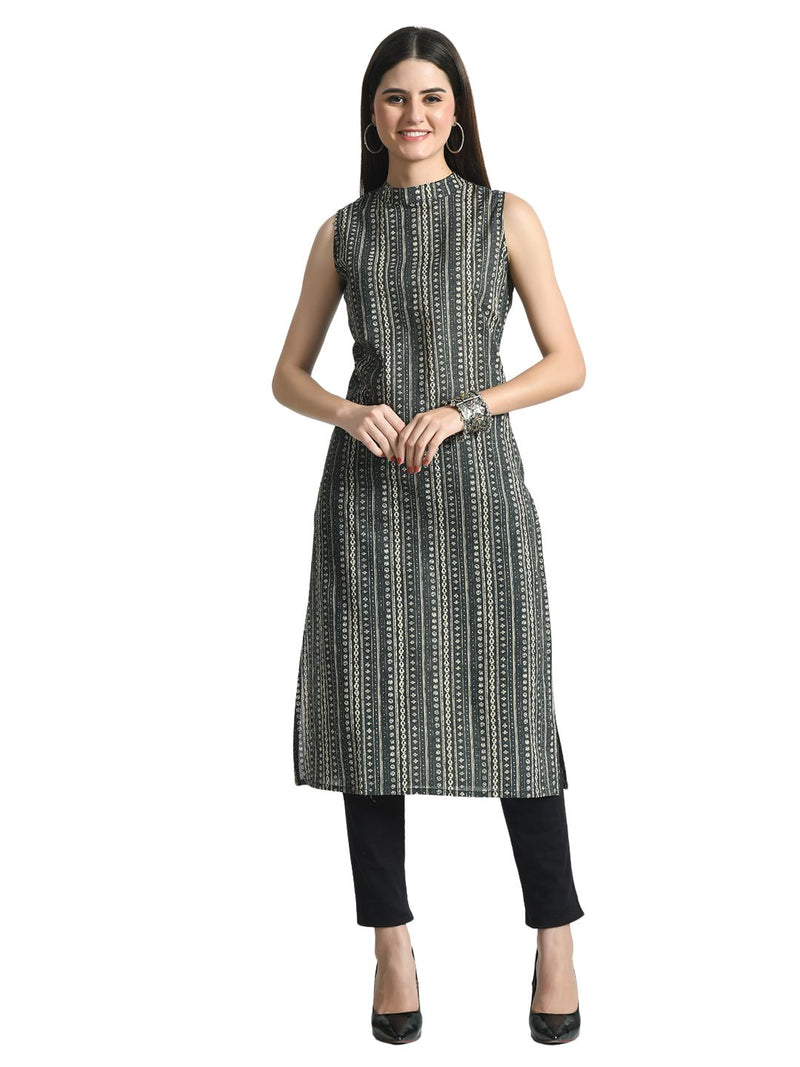 Women’s Pure Cotton Angrakha Kurti with Floral Print | 3/4 Sleeves | Adjustable Side Tie | Sizes S–XXL