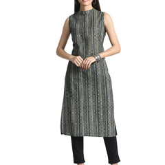 Women’s Pure Cotton Angrakha Kurti with Floral Print | 3/4 Sleeves | Adjustable Side Tie | Sizes S–XXL