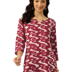 3/4 Sleeve Round Neck Vcut top Maroon Colour