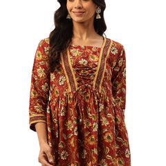 Princess Cut Top for Women - 3/4 Sleeves with Front Drawstrings