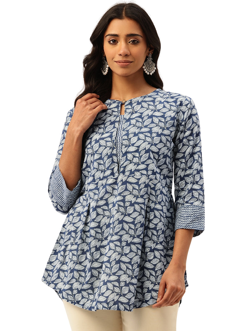 Inner Yoke Short Kurti for Women - Button Detail & 3/4 Sleeves