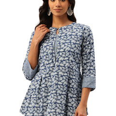 Inner Yoke Short Kurti for Women - Button Detail & 3/4 Sleeves