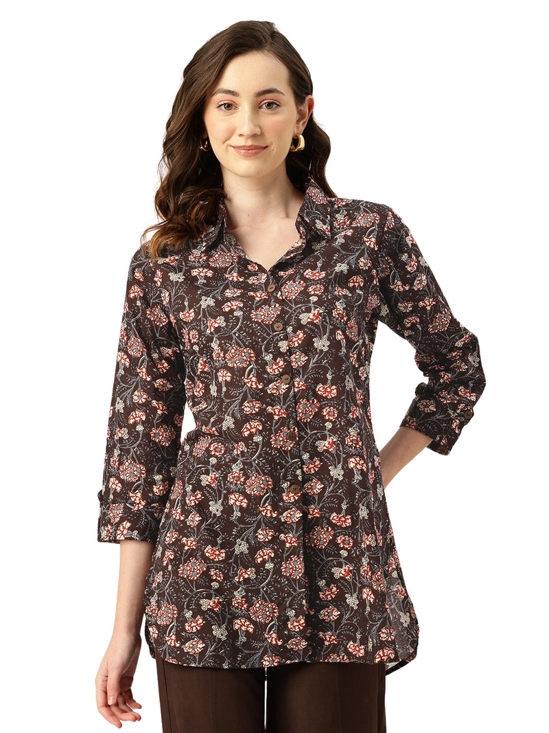 Versatile Collared Shirt with 3/4 Sleeves for Women – Elegant & Casual