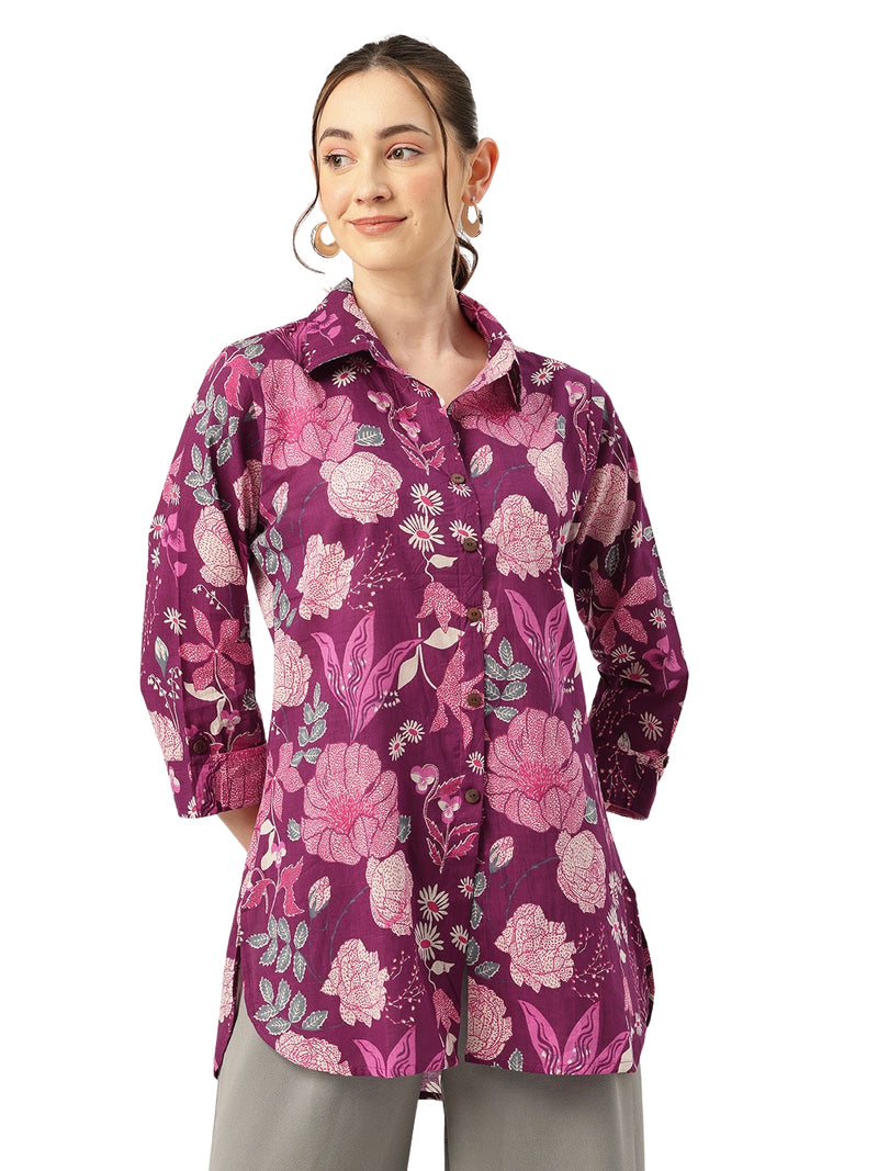 Versatile Collared Shirt with 3/4 Sleeves for Women – Elegant & Casual