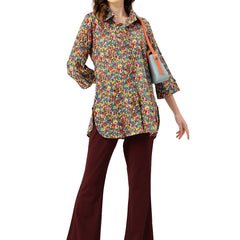 Versatile Collared Shirt with 3/4 Sleeves for Women – Elegant & Casual