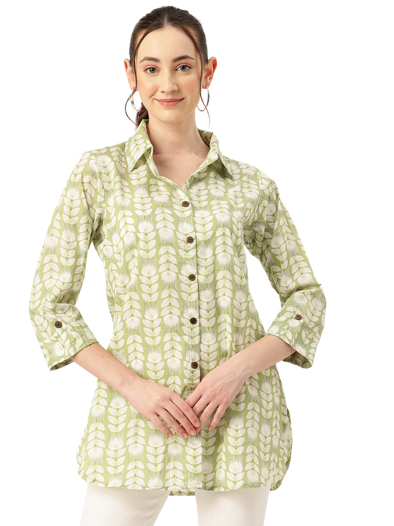 Versatile Collared Shirt with 3/4 Sleeves for Women – Elegant & Casual