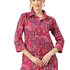 Versatile Collared top with 3/4 Sleeves for Women – Elegant & Casual