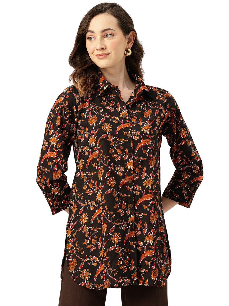 Versatile Collared top with 3/4 Sleeves for Women – Elegant & Casual