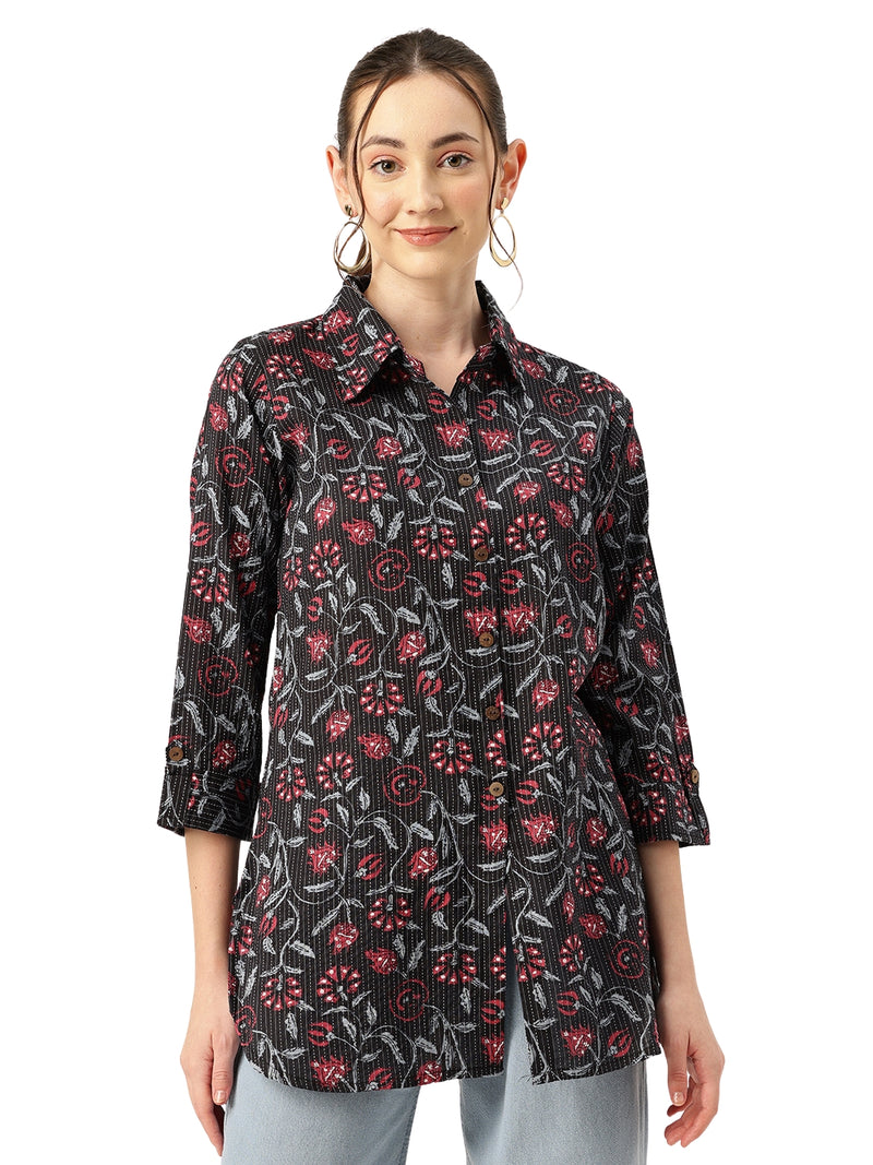 Versatile Collared top with 3/4 Sleeves for Women – Elegant & Casual