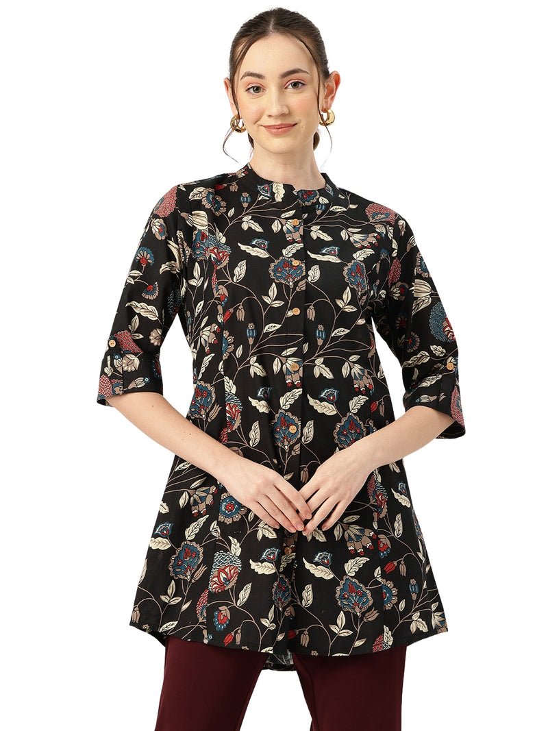 Printed Mandarin Shirt – Casual & Chic