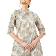 Printed Mandarin Shirt – Casual & Chic