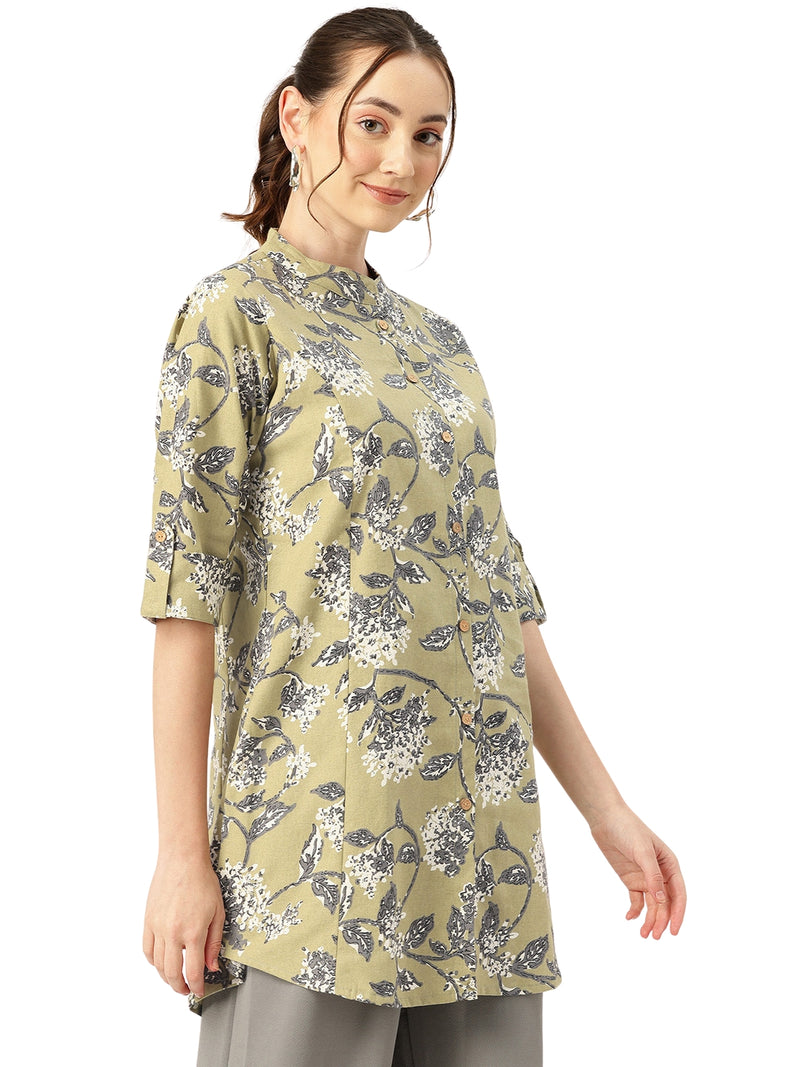 Printed Mandarin Shirt – Casual & Chic