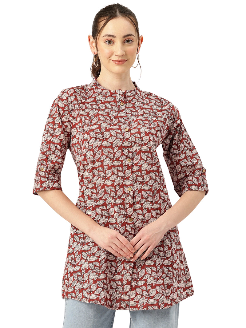 Printed Mandarin Collar top – Casual & Chic