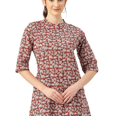 Printed Mandarin Collar top – Casual & Chic