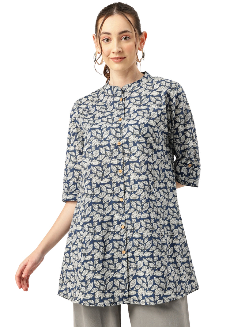 Printed Mandarin Collar top – Casual & Chic