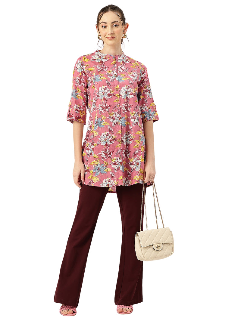 Printed Mandarin Collar top – Casual & Chic