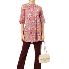 Printed Mandarin Collar top – Casual & Chic