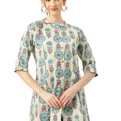 Printed Mandarin Collar top – Casual & Chic