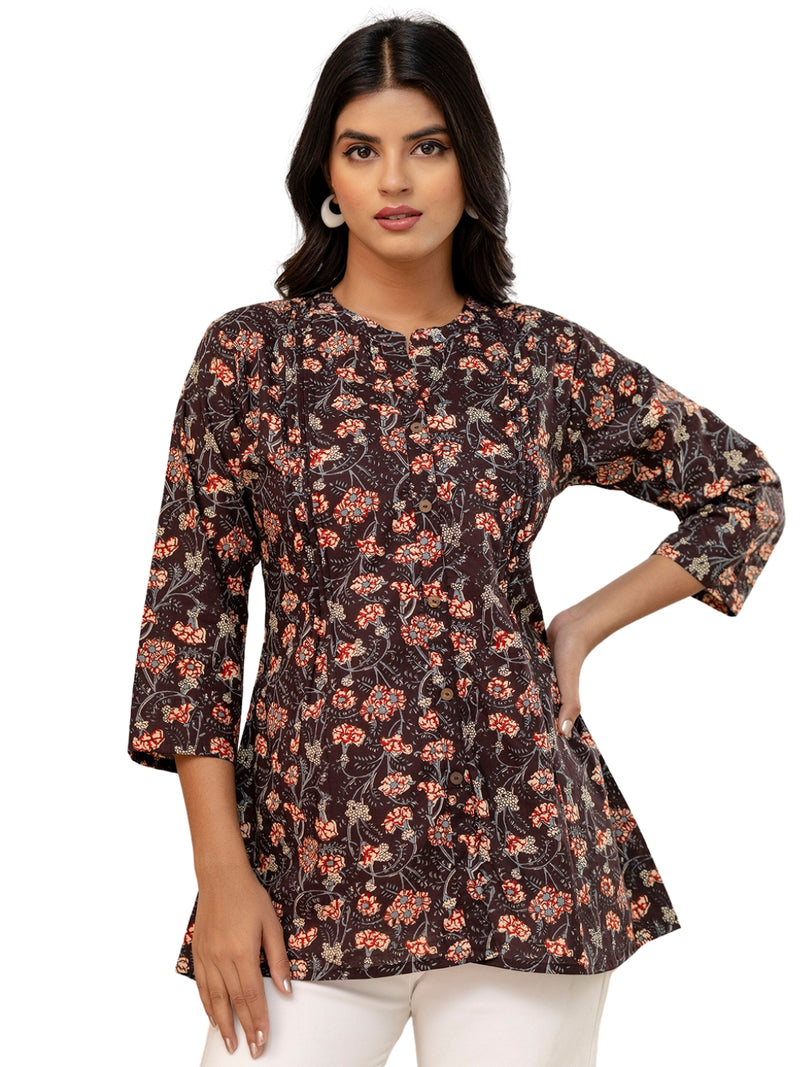 Elegant Mandarin Collar Printed Tunic – Stylish & Comfortable, Sizes