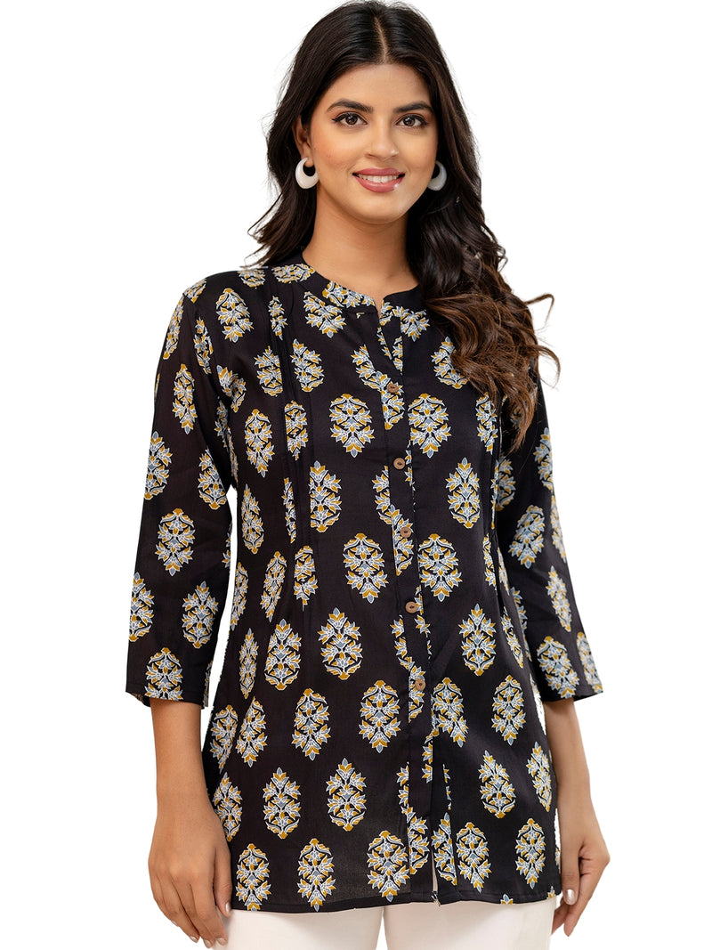 Elegant Mandarin Collar Printed Tunic – Stylish & Comfortable, Sizes