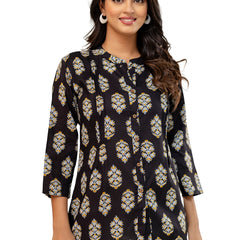 Elegant Mandarin Collar Printed Tunic – Stylish & Comfortable, Sizes