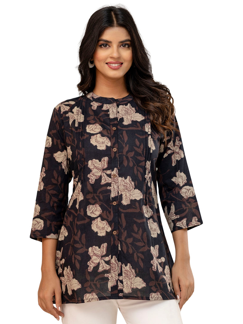 Elegant Mandarin Collar Printed Tunic – Stylish & Comfortable, Sizes