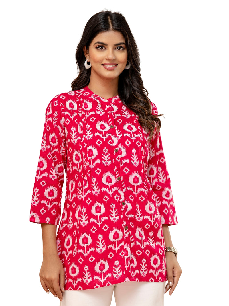 Elegant Mandarin Collar Printed Tunic – Stylish & Comfortable, Sizes