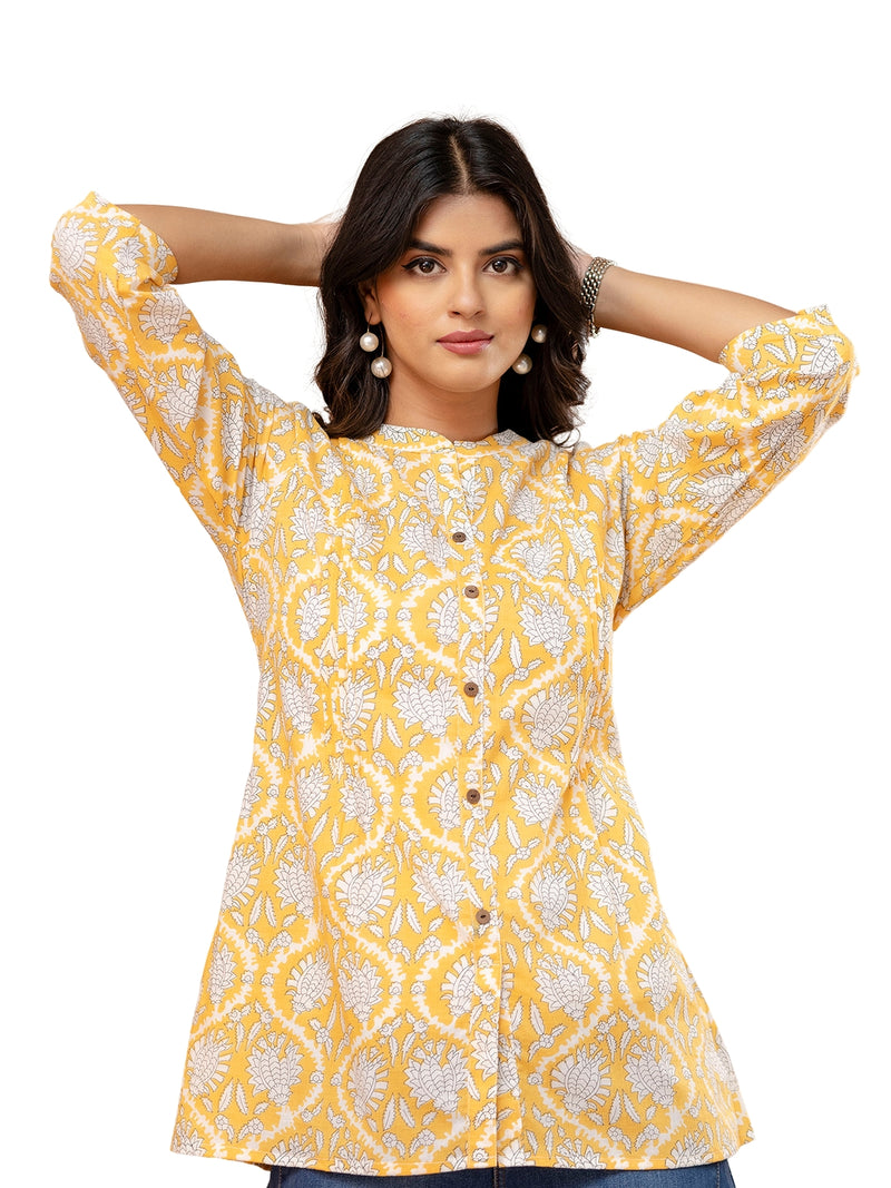 Elegant Mandarin Collar Printed Tunic – Stylish & Comfortable, Sizes