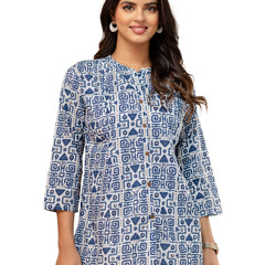 Elegant Mandarin Collar Printed Tunic – Stylish & Comfortable, Sizes
