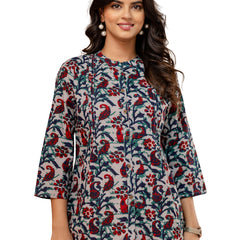 Elegant Mandarin Collar Printed Tunic – Stylish & Comfortable, Sizes