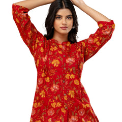 Elegant Mandarin Collar Printed Tunic – Stylish & Comfortable, Sizes