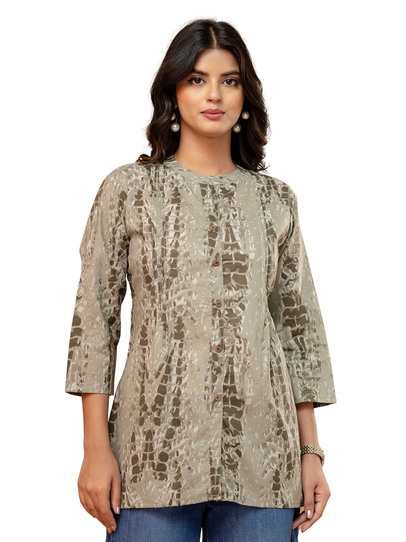 Elegant Mandarin Collar Printed Tunic – Stylish & Comfortable, Sizes