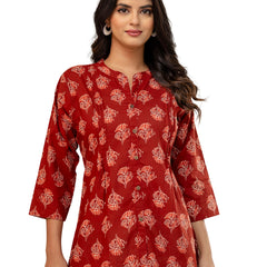 Elegant Mandarin Collar Printed Tunic – Stylish & Comfortable, Sizes